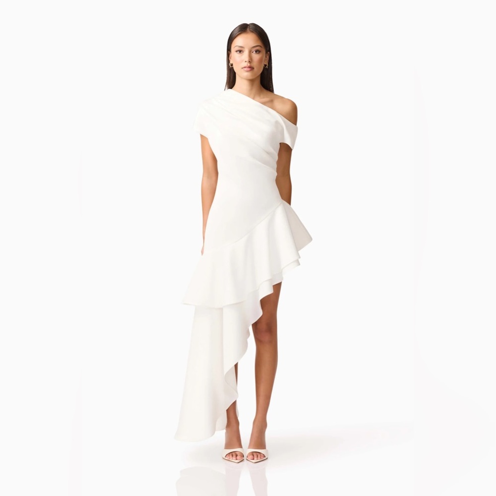 Elliatt Asymmetrical Gown in White